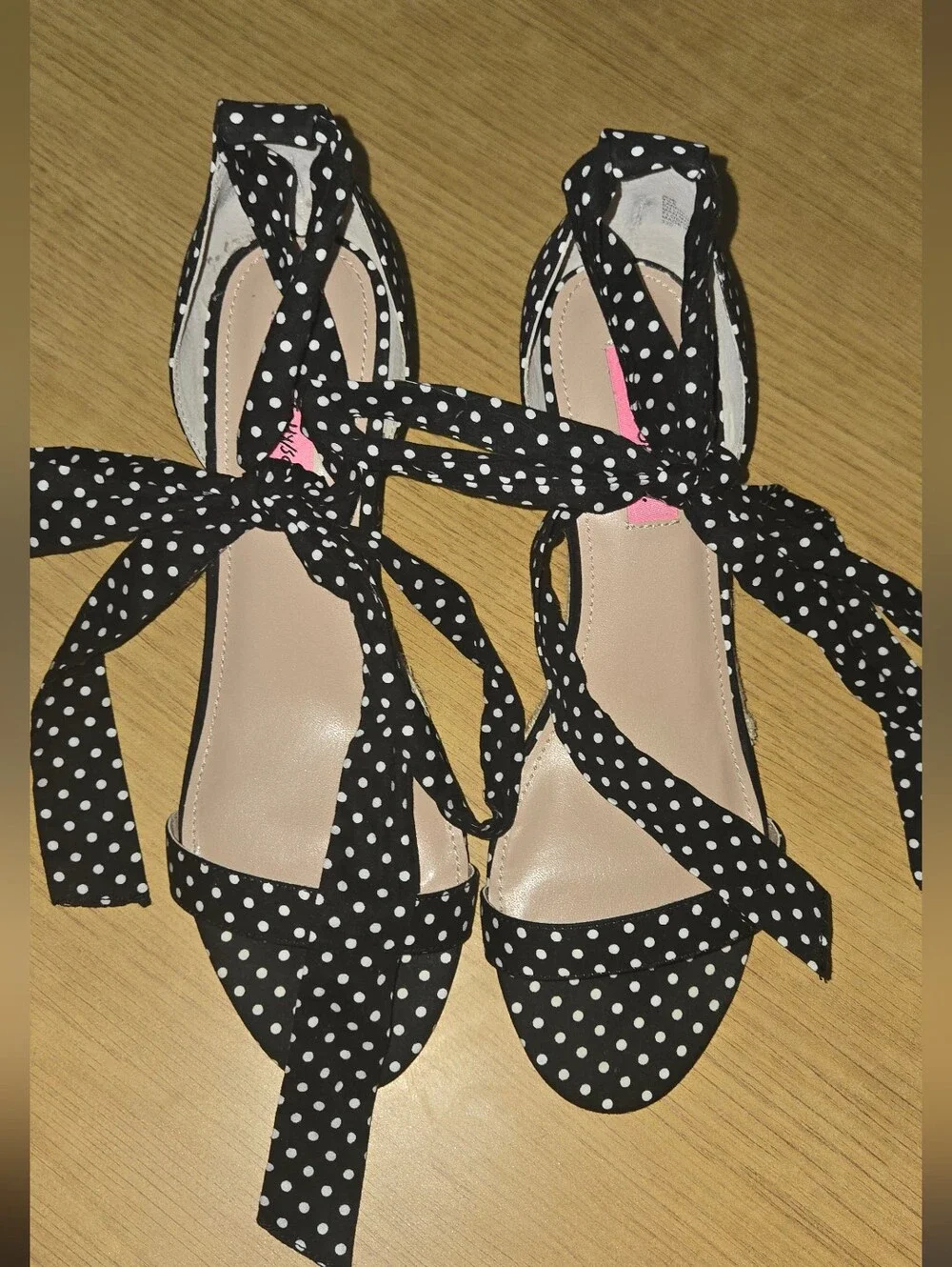 Betsey Johnson Jemi Polka Dot Lace-Up Espadrille Wedges Women's 9.5